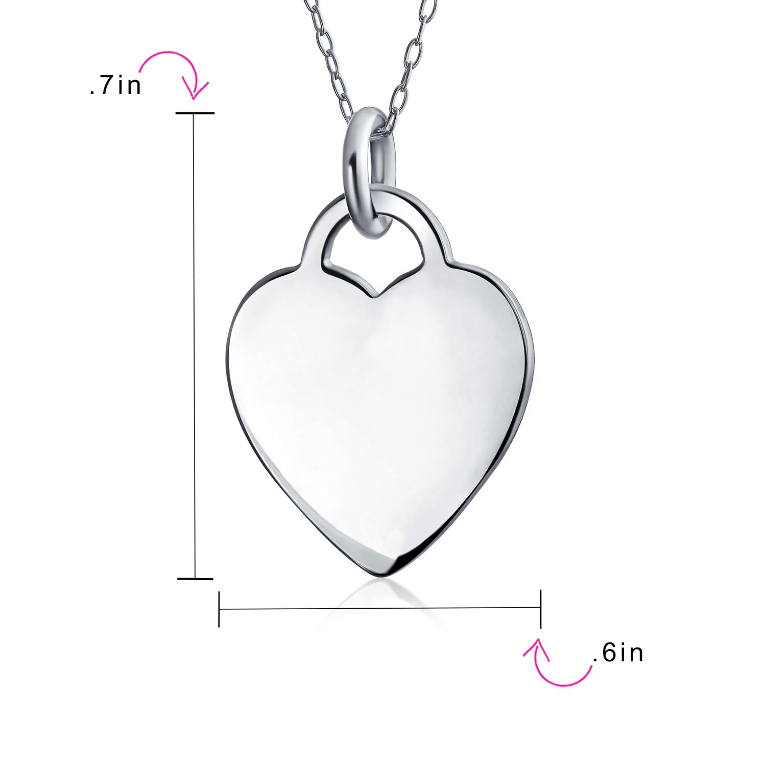 Bling Jewelry Collana con ciondolo a forma di cuore piccolo minimalista di medie dimensioni semplice e liscio per adolescenti e donne in argento sterling .925