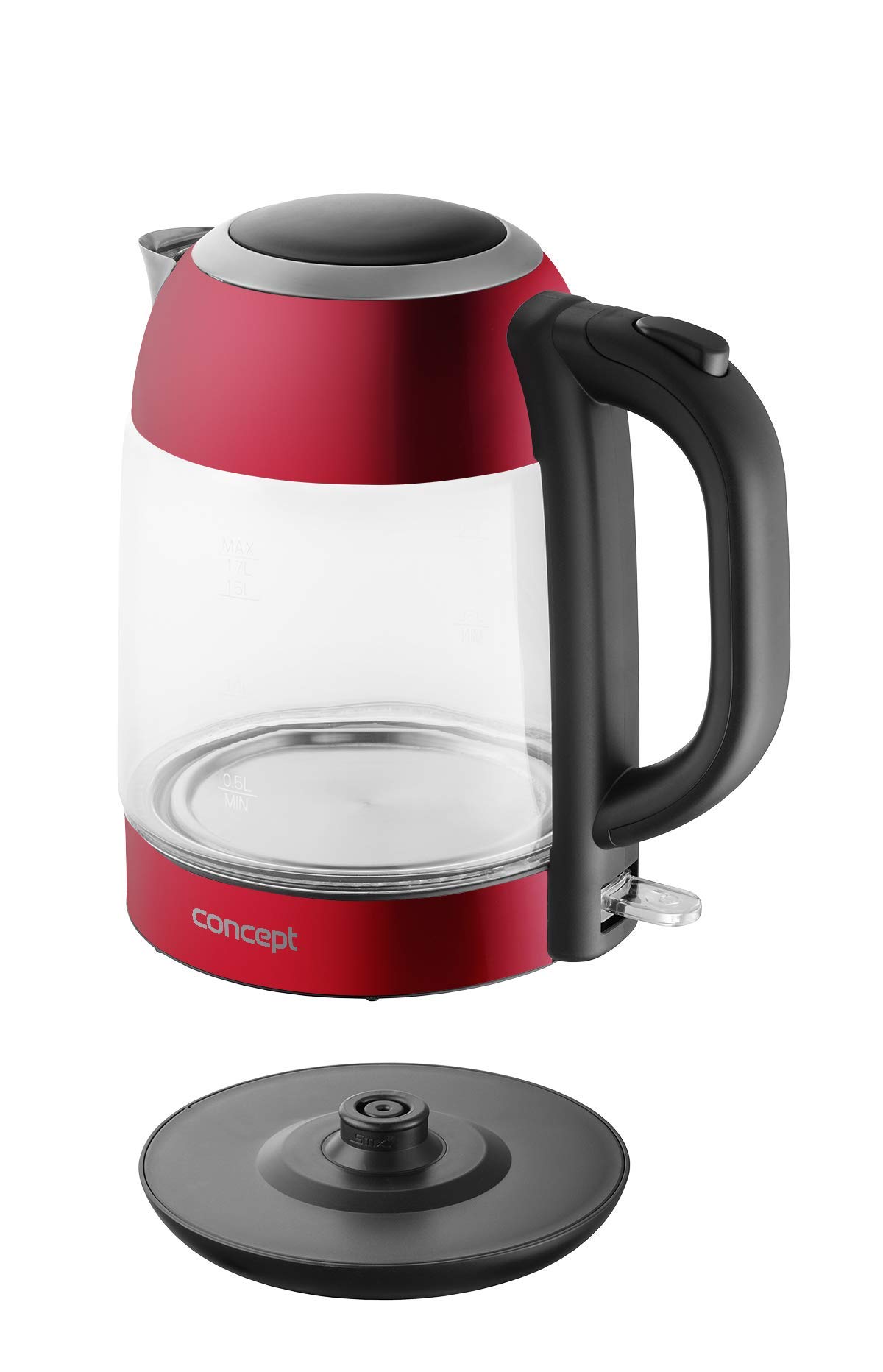 CONCEPT Hausgeräte Glas wasserkocher mit 1,7 L Fassungsvermögen, mit Filter