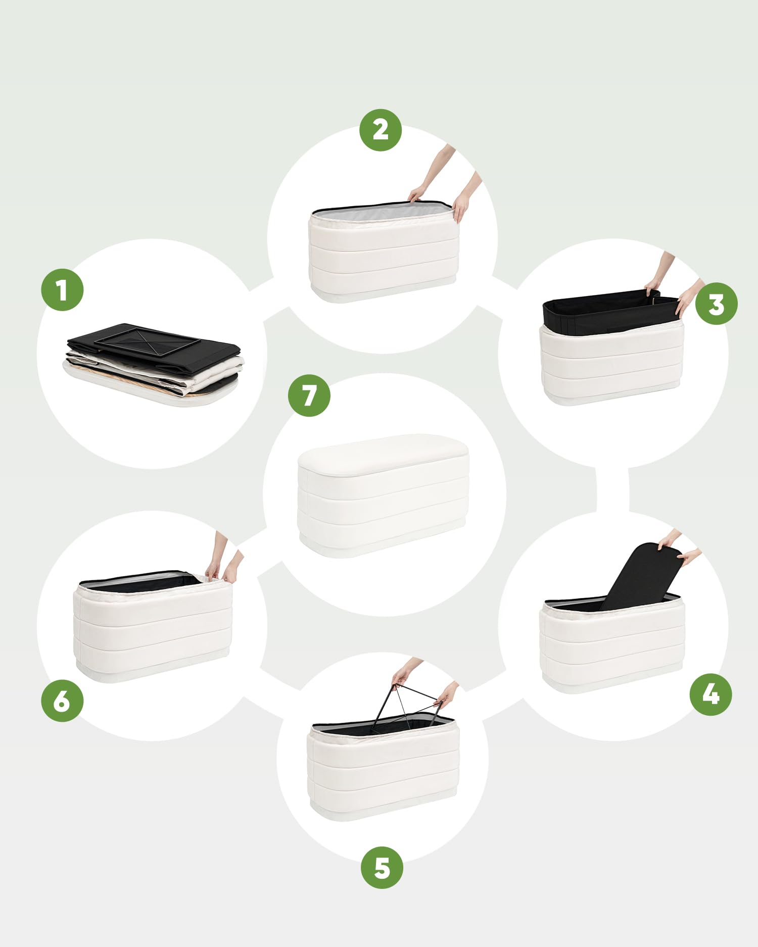 Bonlife Sitzbank mit Stauraum, Samt Klappbare Fußstütze mit Tisch, Bettende, Fußhocker für Wohnzimmer, Schlafzimmer, Flur, weißer Samt,76x38x38cm