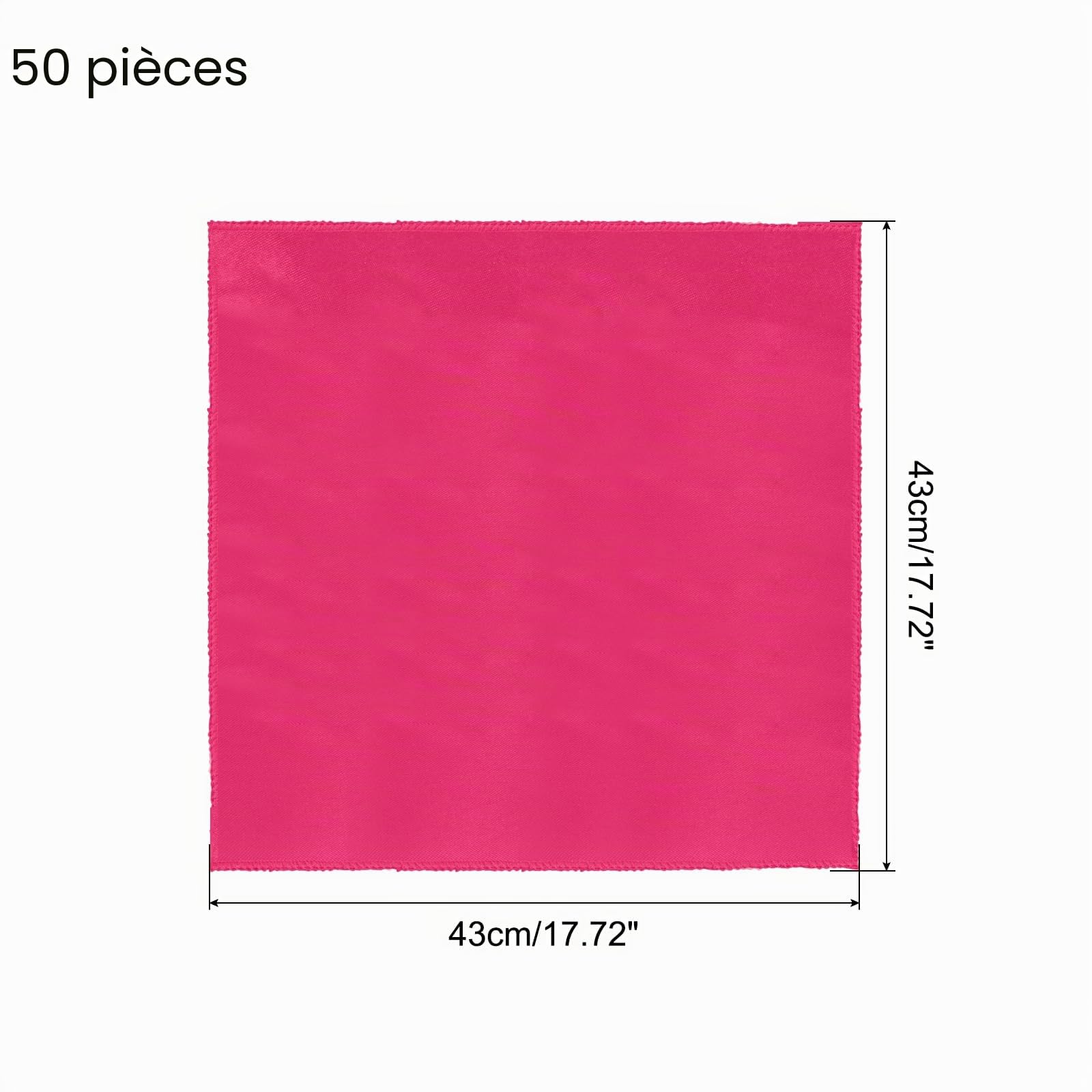 QUARKZMAN 50Pcs Serviettes de Table en Satin Carré Lumineux 17×17 Pouces | Rouge Rose Polyester, Serviette de Table en Tissu, pour Événement Décoration de Table de Fête