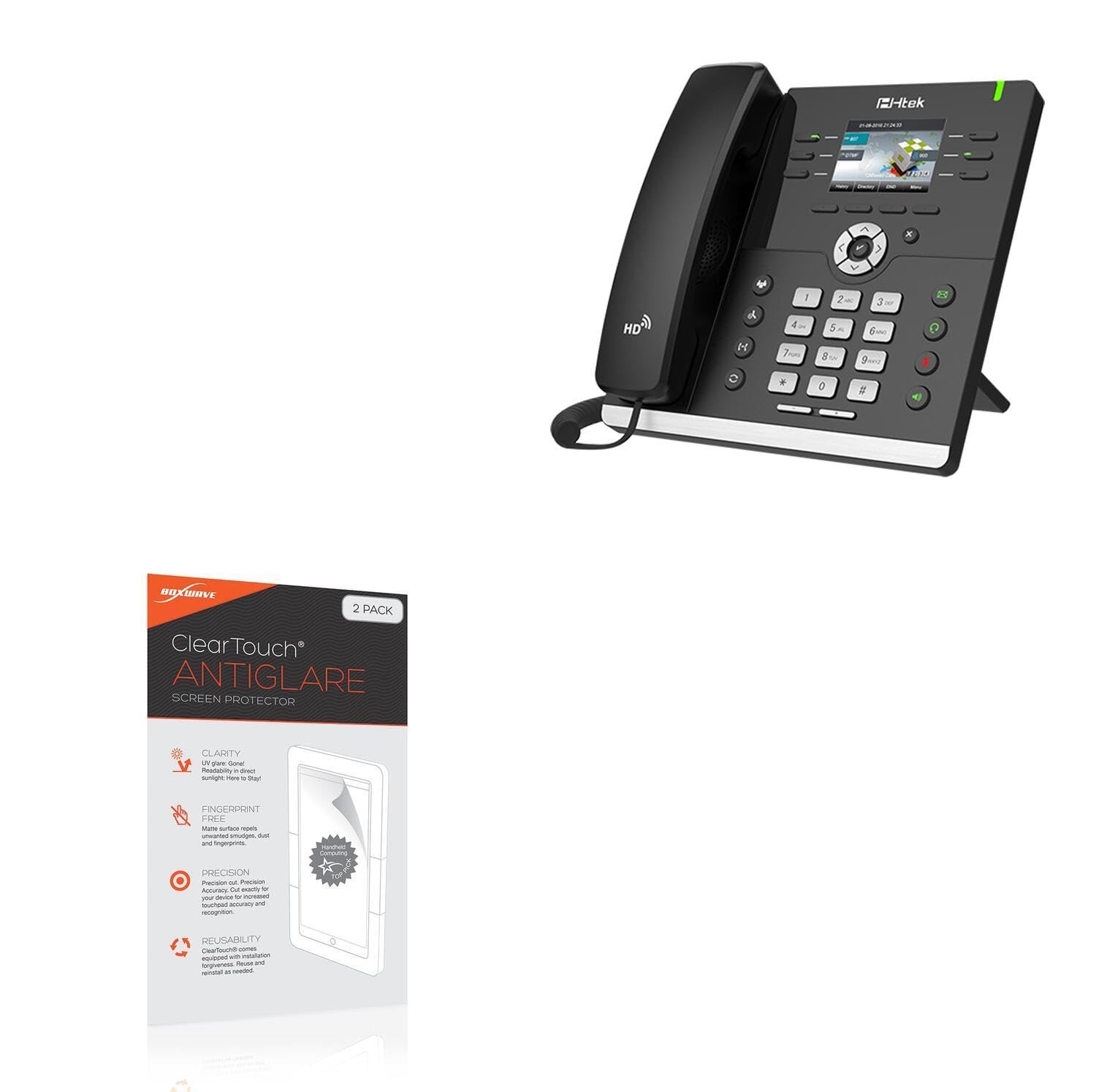 BoxWaveScreen Protector Compatible with Htek UC923 - ClearTouch Anti-Glare (2-Pack), Anti-Fingerprint Matte Film Skin