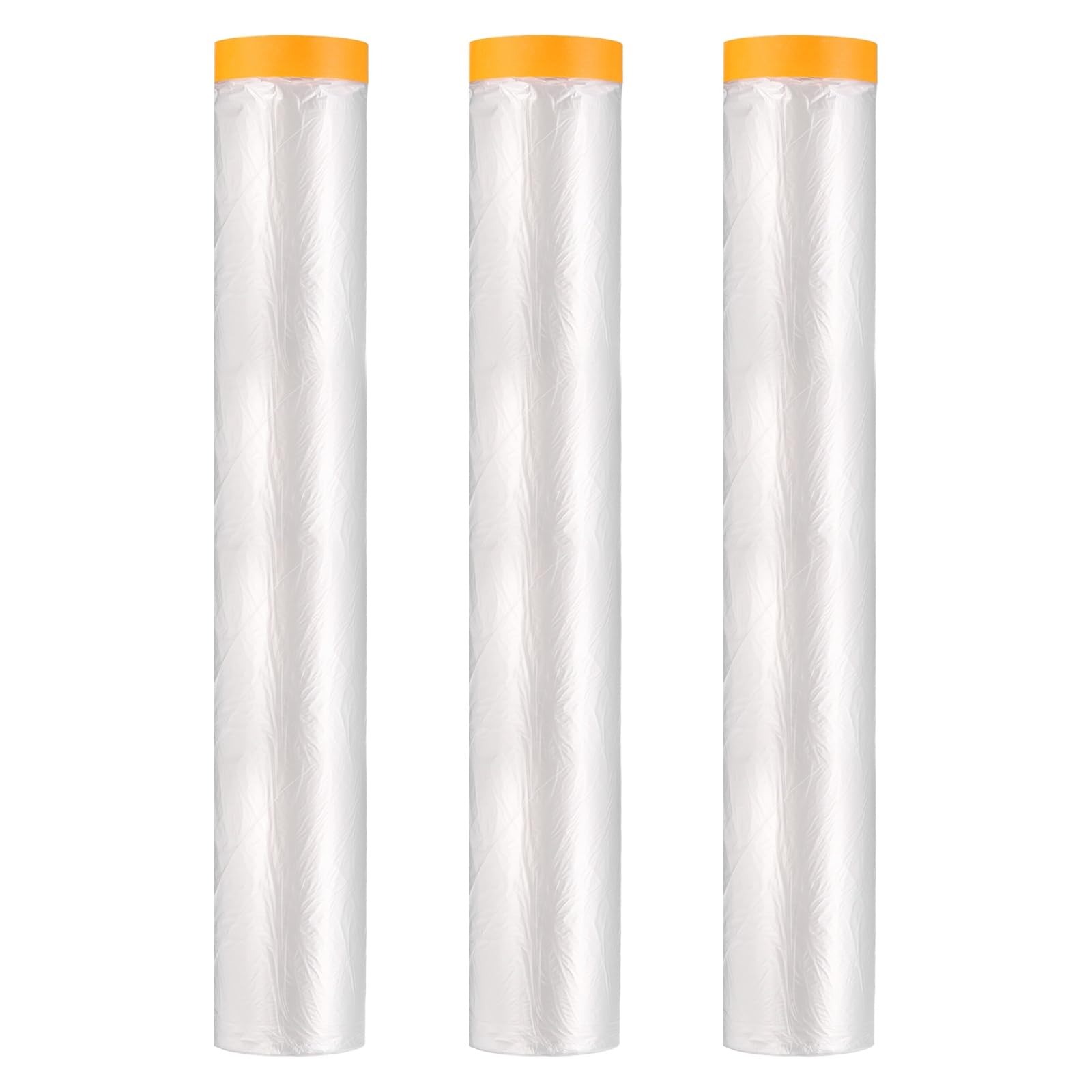 QUARKZMAN 3 Pezzi Pellicola Mascheramento Pretape 400cm X 20 Metro Nastro Adesivo E Telo Plastico Per Pittura Con Nastri Copertura Plastica Per Verniciatura Auto, Trasparente
