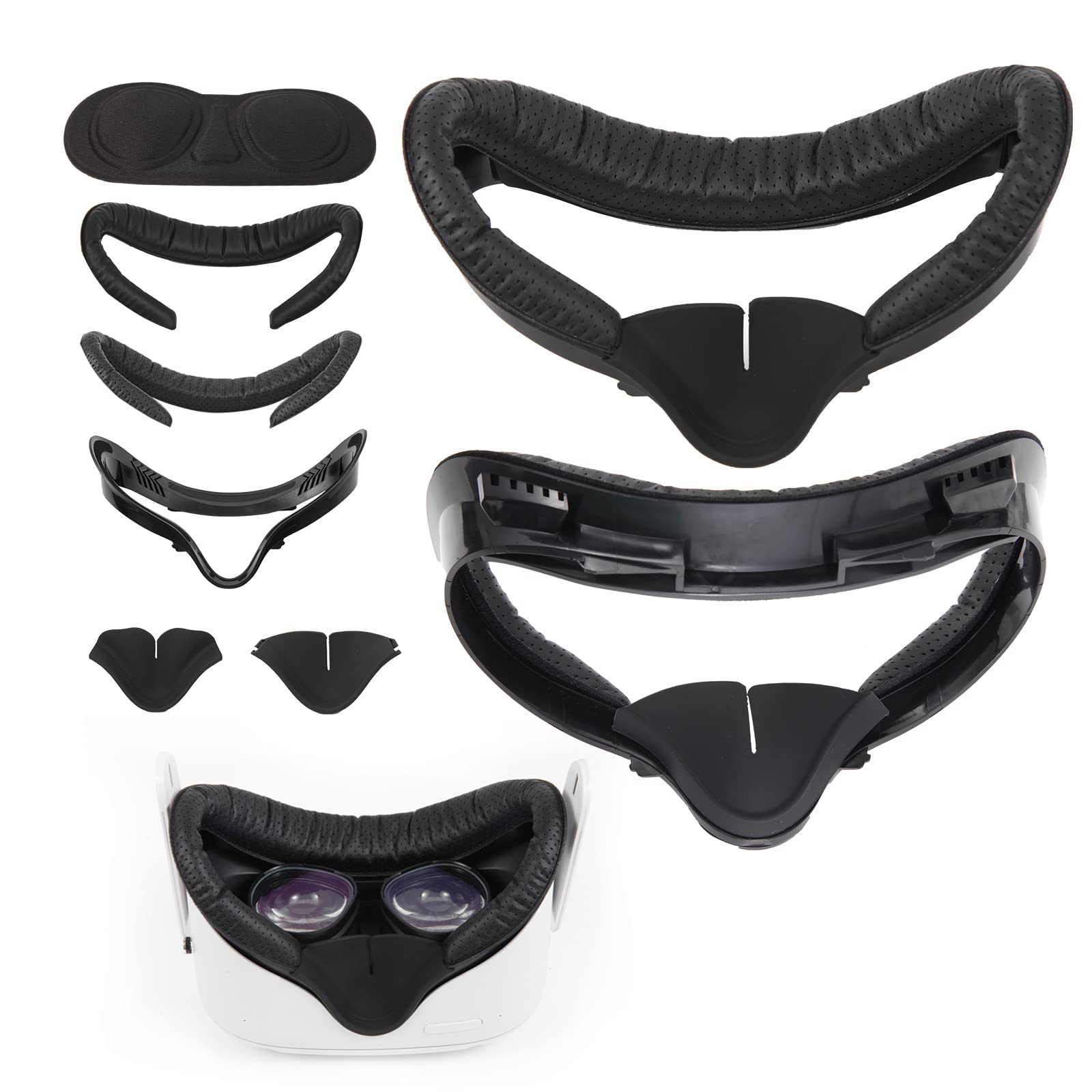 MAKINGTEC Comfortable and Stretchy VR Facial Vent Soft Interface Bracket with Anti-Leakage Light PU Leather Foam Face Replacement Pads,Custom Comfort 6-in-1 Accessories for Oculus Quest 2