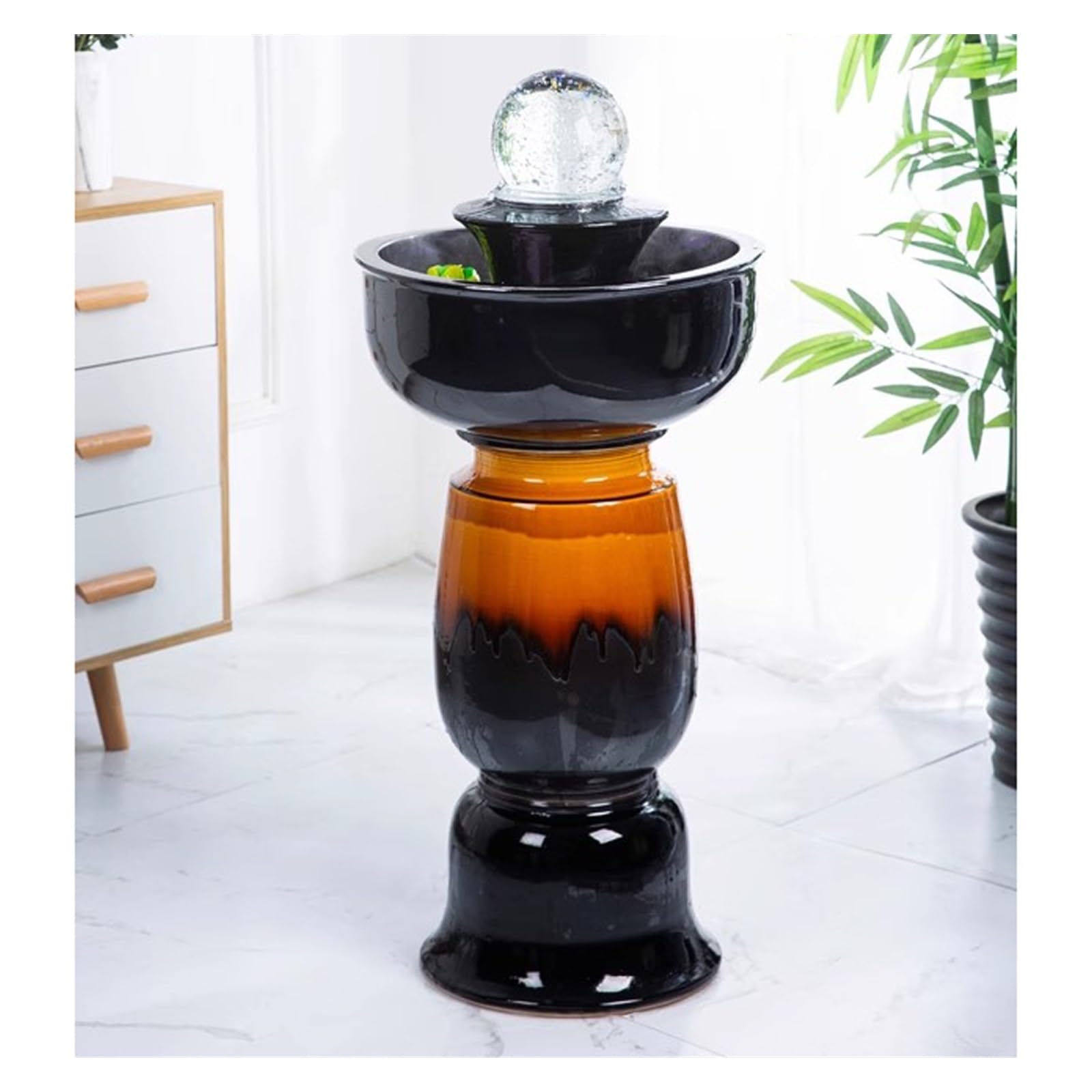 Fuente Decorativa de jardín, Fuente de Agua con Cascada, de cerámica, diseño de Pino, Feng Shui Zen, decoración para salón, Dormitorio, Oficina