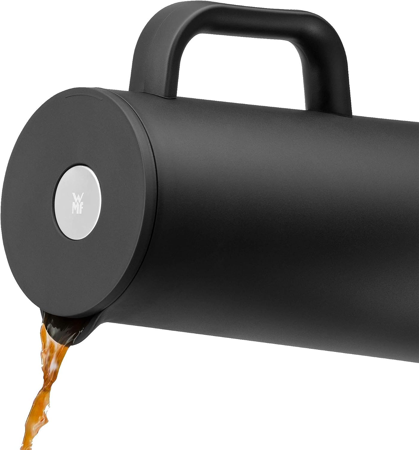 WMF Impulse Thermoskanne schwarz 1l, Isolierkanne für Tee oder Kaffee, Druckverschluss, Teekanne Thermoskanne hält Getränke 24h kalt & warm