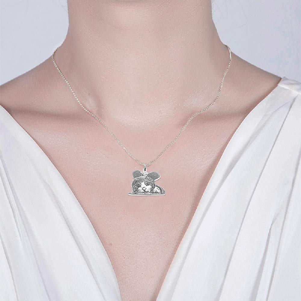 Collana con ciondolo personalizzabile con foto del nome di animali domestici, gatto, cane, collana in argento per donne, ragazze, ragazzi, amici, uomini