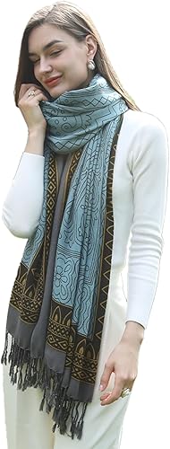 Miniatura 216 de DANA XU Manta de pashmina extragrande 100% de lana merina, bufanda de viaje, bufanda de cachemira para mujer, otoño e invierno, chal de gran