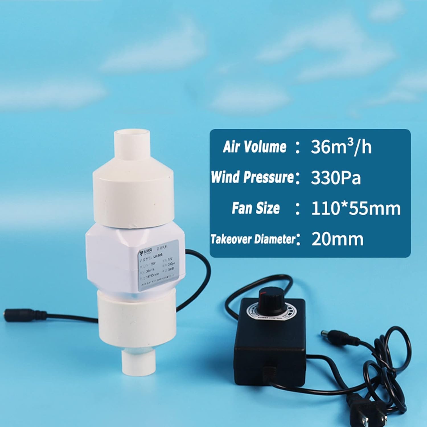 Multi-Caliber 2 Inch Exhaust Fan, Quiet Booster Fan with with Low Noise, Portable Exhaust Ventilation Fan for Kitchens, Workshops, Grow Tents (Speed Power PVC)