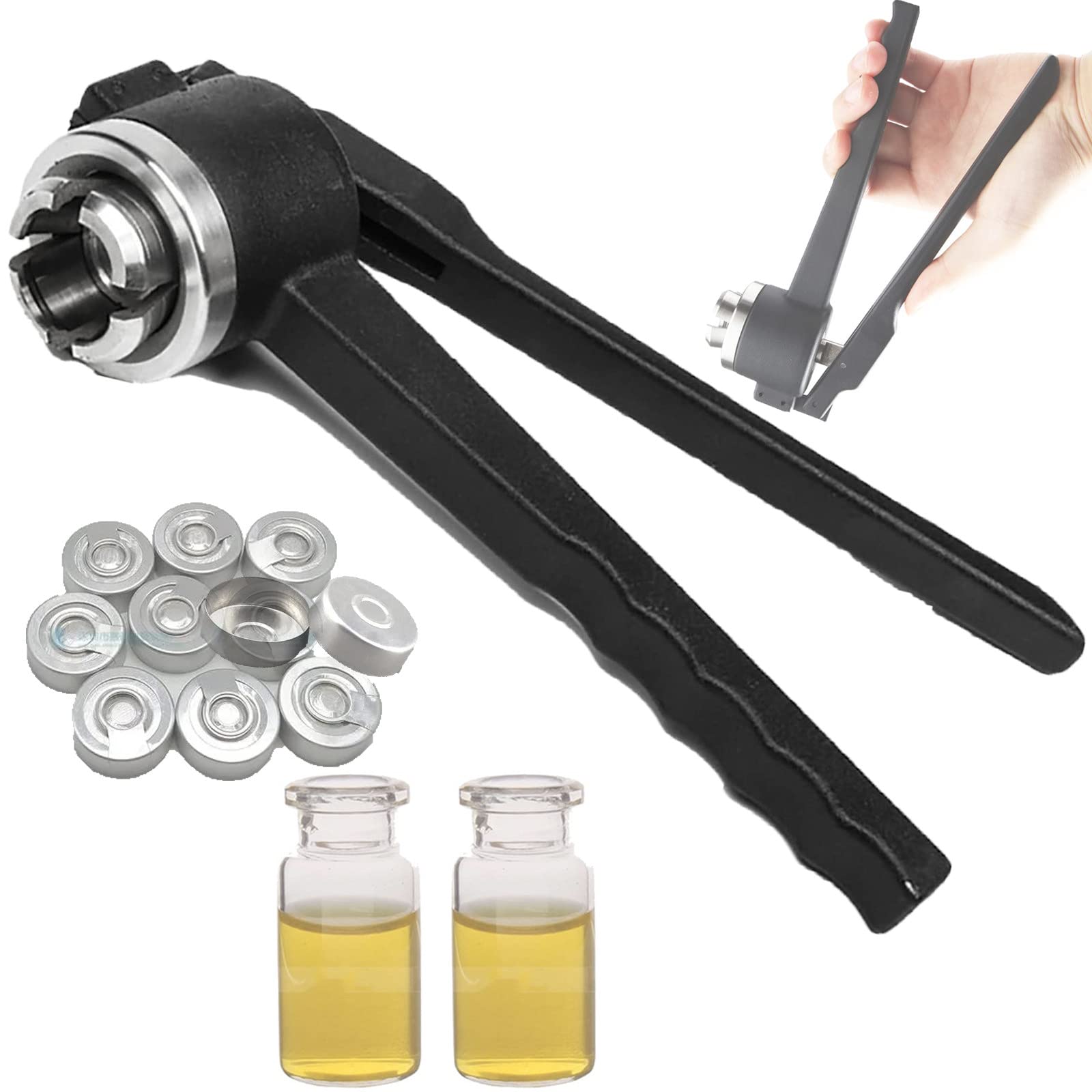 13/20 mm Flip-Vial Crimper/Stopfbuchsenzange, Flaschen-Crimp-Verschließwerkzeuge, Griff Anti-Skid/Verschließmaschine, für reine Aluminiumabdeckung, 13 mm