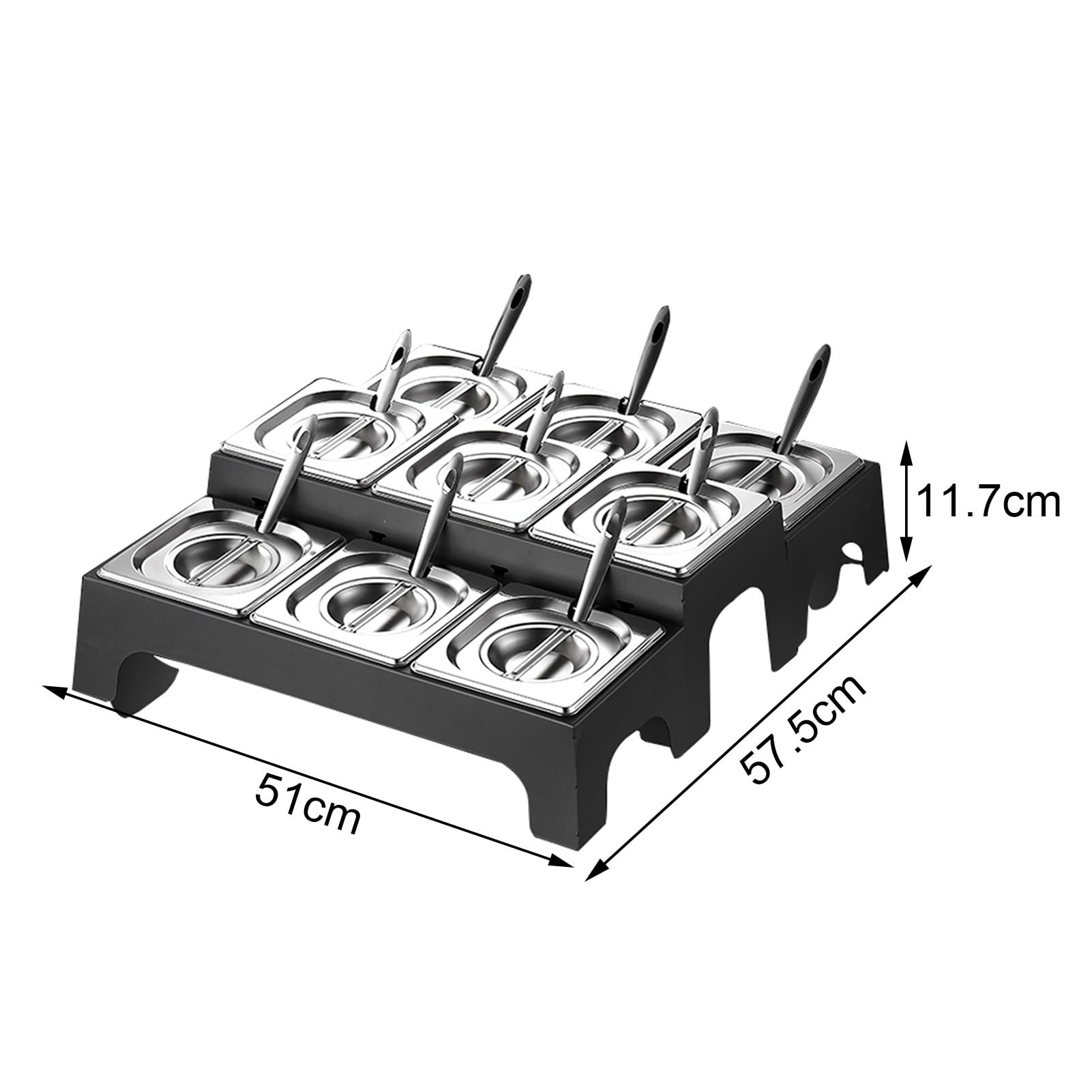 Estación de cobertura de pizza, estante de especias expandible, recipientes de condimentos de acero inoxidable con tapa, dispensador de bandejas de 3/4 compartimentos para condimentos y