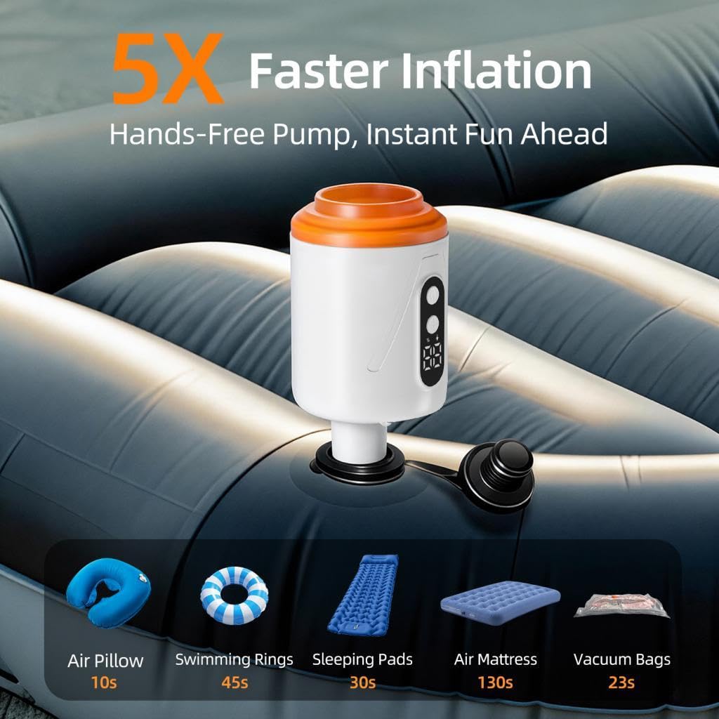 Electric Air Pump Pompa Elettrica Portatile con Accessori Multipli Funzione Gonfiaggio E Sgonfiaggio Ricarica USB Adatta per Giochi Piscina