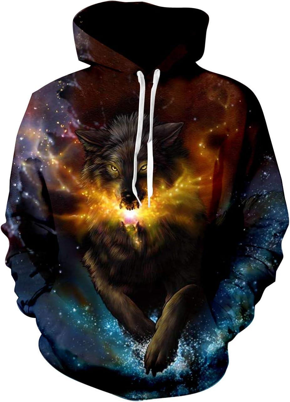 Unisex Novelty Hoodies 3D Printed Graphics Fleece Pockets Pullover Sweatshirts for Christmas Halloween