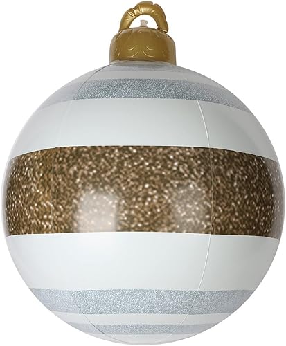 Miniatura 5 de Adornos inflables de PVC de Navidad, bolas inflables gigantes de 24 pulgadas para decoración de patio al aire libre, vacaciones (F)