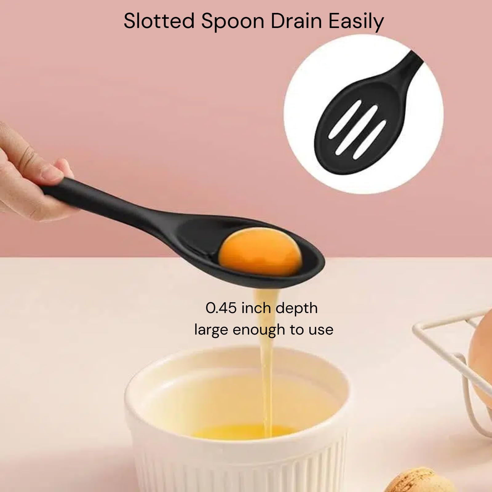 Juego de cucharas antiadherentes del silicón, cucharas de cocina resistentes al calor de 2PCS para mezclar, libre de BPA