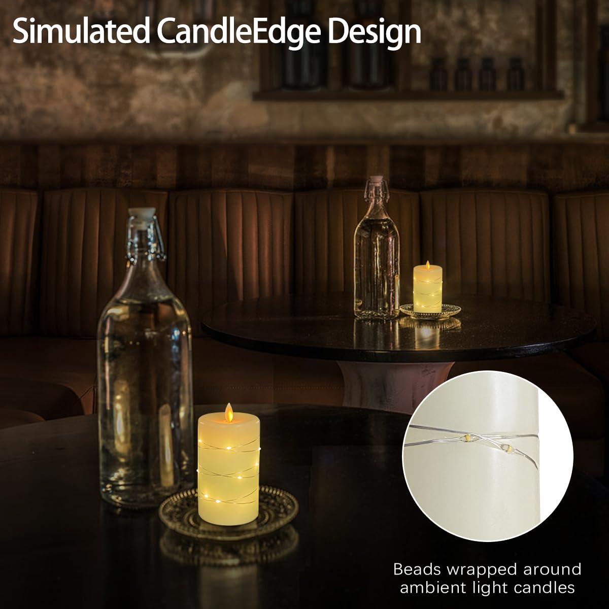 NICE POINT LED Flameless Candle,Rechargeable Flashing Pillar Real Wax Candles with Remote Control and Timer - Image 2