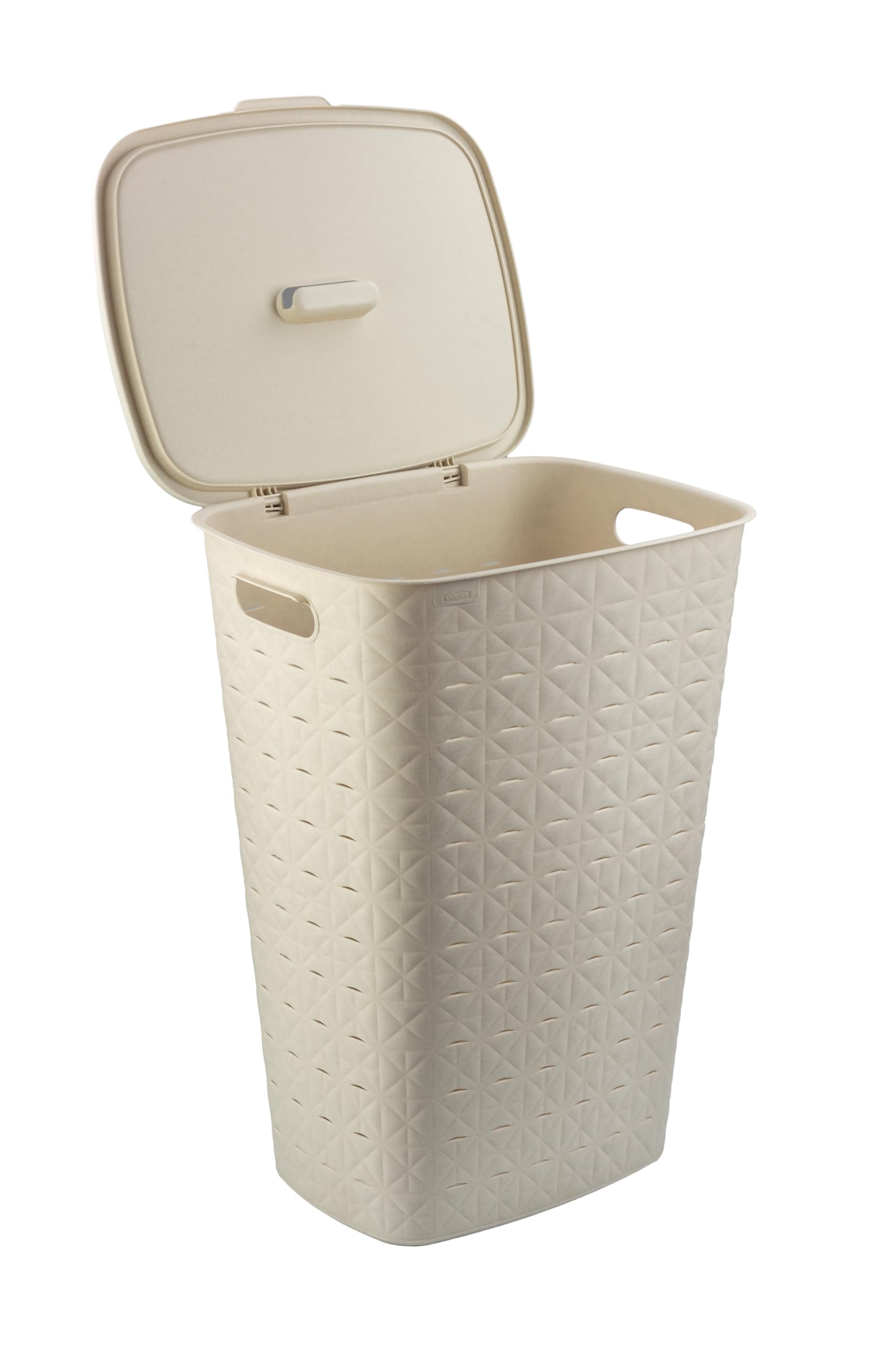 CURVER Softex Laundry Chest 56L - Stylish Design - Lightweight, Stackable and Practical - 70% Recycled - Spacious Size 59 x 43 x 34 cm - Off-White