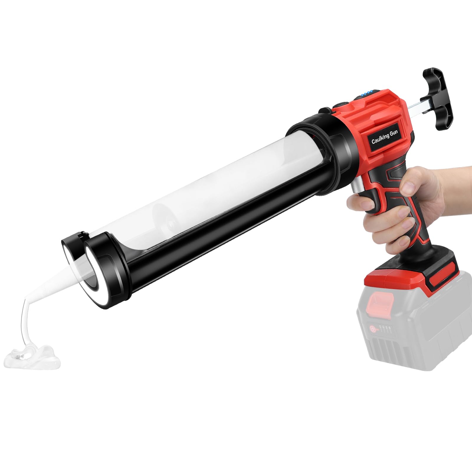 Pistola Silicona Bateria Eléctrica 18V Compatible Makita 2500N | 4 Velocidades Ajustables, Sistema Antigoteo, Luz LED, para Cartuchos 310ml, Uso en Cocina, Baño y Construcción