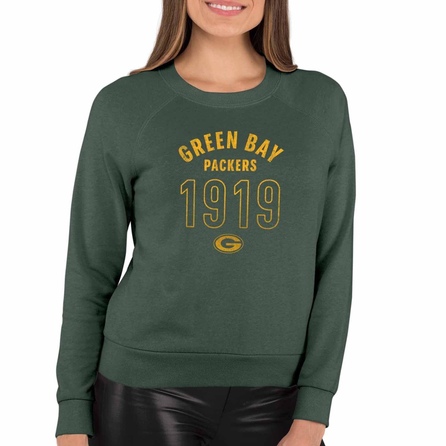 Team Fan Apparel Unisex Forest Green Heather Nfl Womens Big Date Slouchy Crewneck, Fleece Pullover Tagless, Long Sleeve Sweatshirt, Football Apparel, Medium