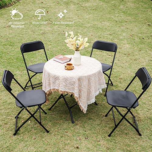 Allpop 6 Pack Plastic Folding Chair, 300lb Capacity, Portable Commercial Chair with Steel Frame for Home Office Wedding Party Indoor Outdoor Events, Stackable, Black