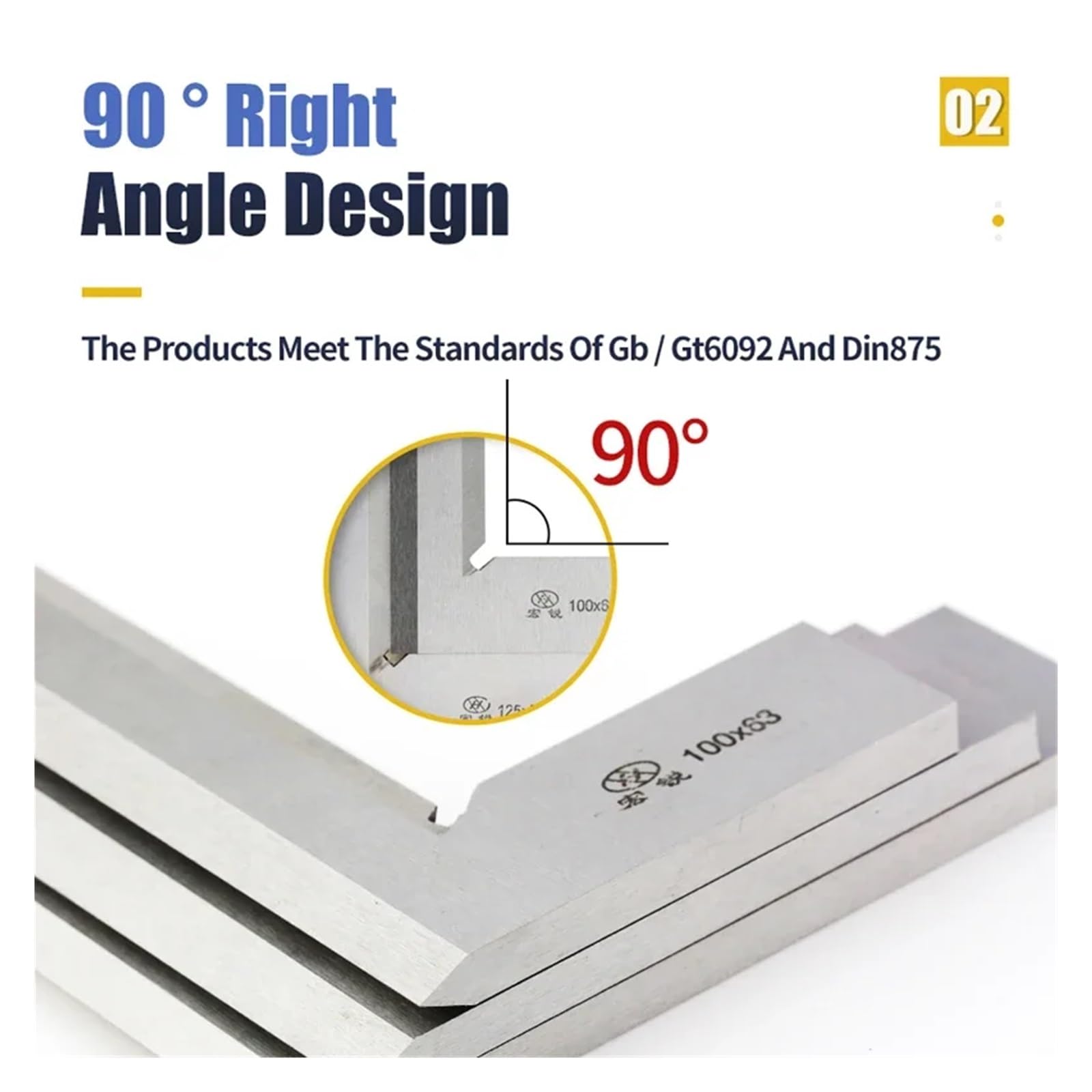 Blocchetto di riscontro, Righello Quadrato Con Bordo A Coltello Da 90 Gradi Misurazione Lama Multi-angolo Prova Ad Angolo Set Di Righelli A Forma Squadre Strumento Calibro(200x125 Square Ruler)