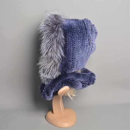 Miniatura 4 de Hcclijo Sombrero de piel y bufanda de invierno cálidos sombreros y bufandas para mujer de punto con capucha