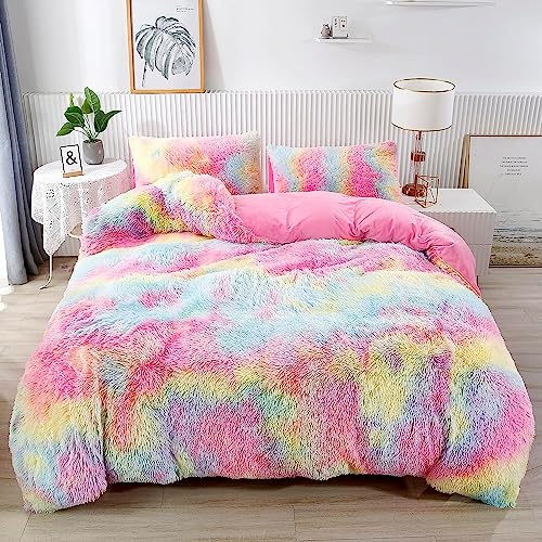 RYNGHIPY 3Pcs Ultra Soft Long Hair Plush Shaggy Duvet Cover