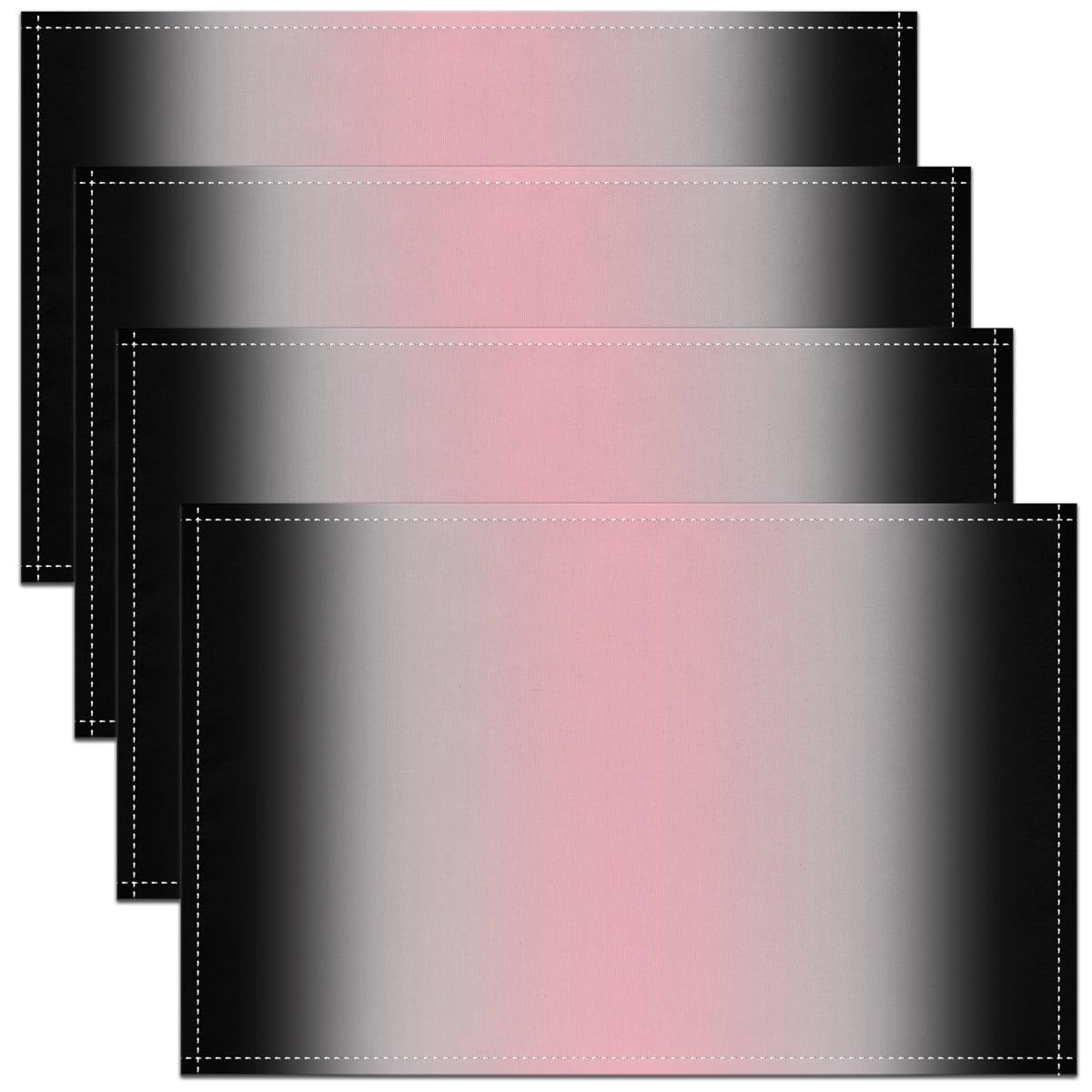 Pink Placemat 45X30cm Ombre Black Table Place Mats for Kids Gradient Style Washable Fabric Table Mats Placemat Microfiber Abstract Placemat