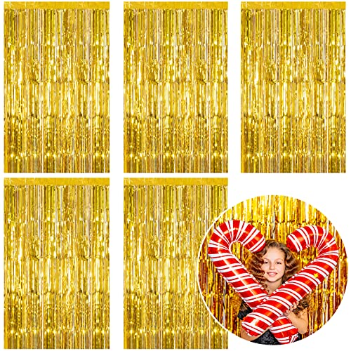 Set de 5 Cortinas de Papel Metalizado Dorado para Fondo miniatura 1