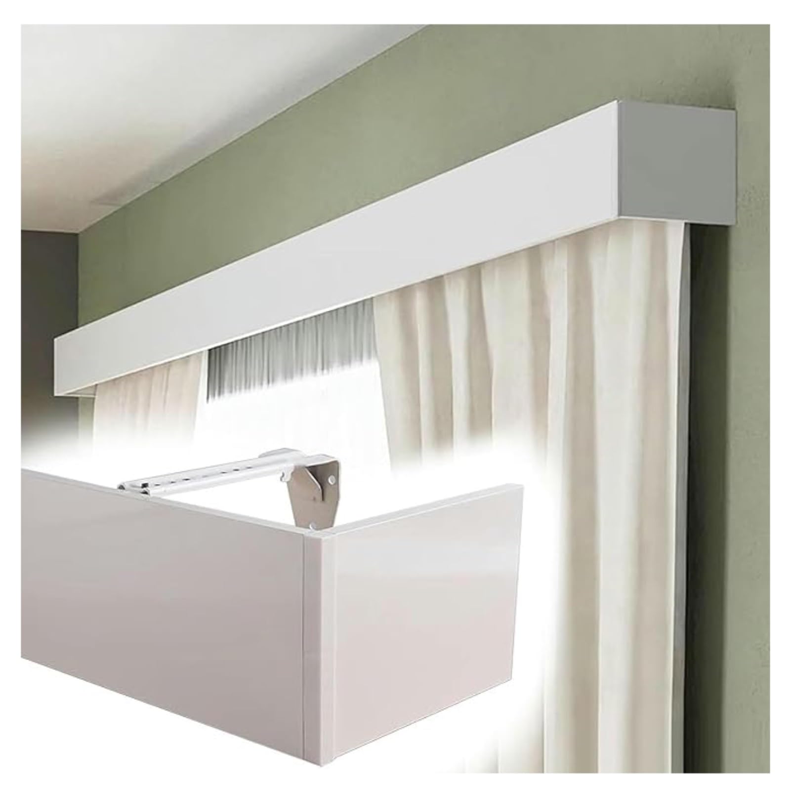 Panneau de corniche sans rail pour tringle à rideaux murale - Idéal pour salon, chambre à coucher et cuisine - Support latéral de 100 cm pour rideaux élégants