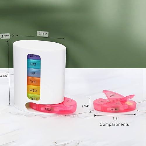 Miniatura 3 de Organizador semanal de pastillas de 7 días, organizador de medicamentos, organizador diario de pastilleros, pequeño pastillero con diseño extraíble