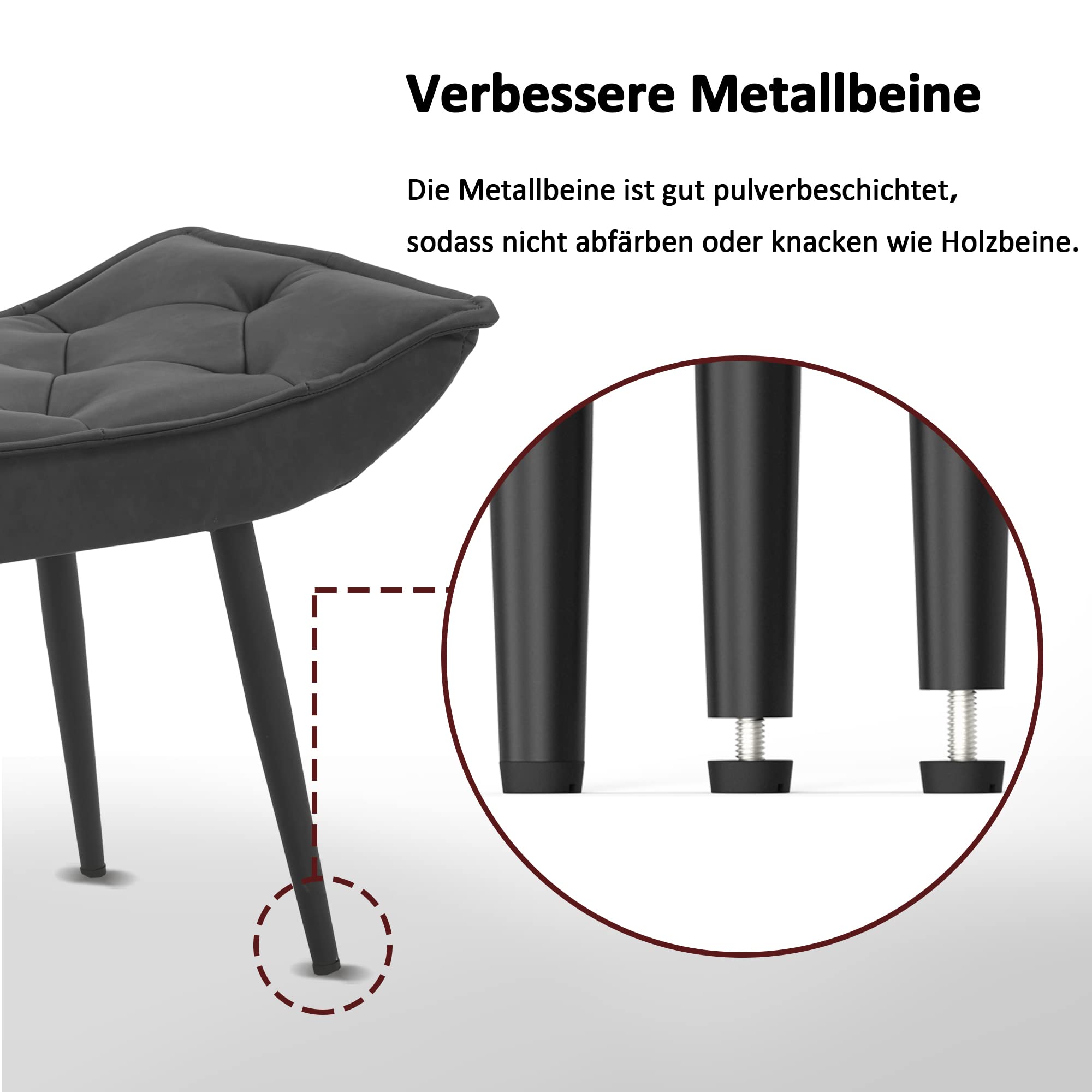 M MCombo 4778-2 - Taburete con patas de metal, diseño de otomano, color gris oscuro