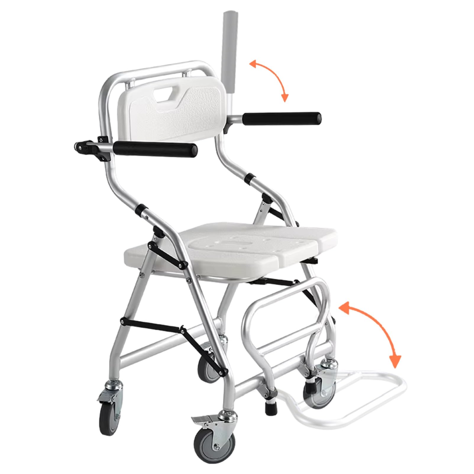 Silla para Ducha para Personas Mayores, 3 en 1 Silla de Ducha con Ruedas Plegable, Sillas con Ruedas para Ducha/Móvil/Inodoro con Frenos, Carga 120kg