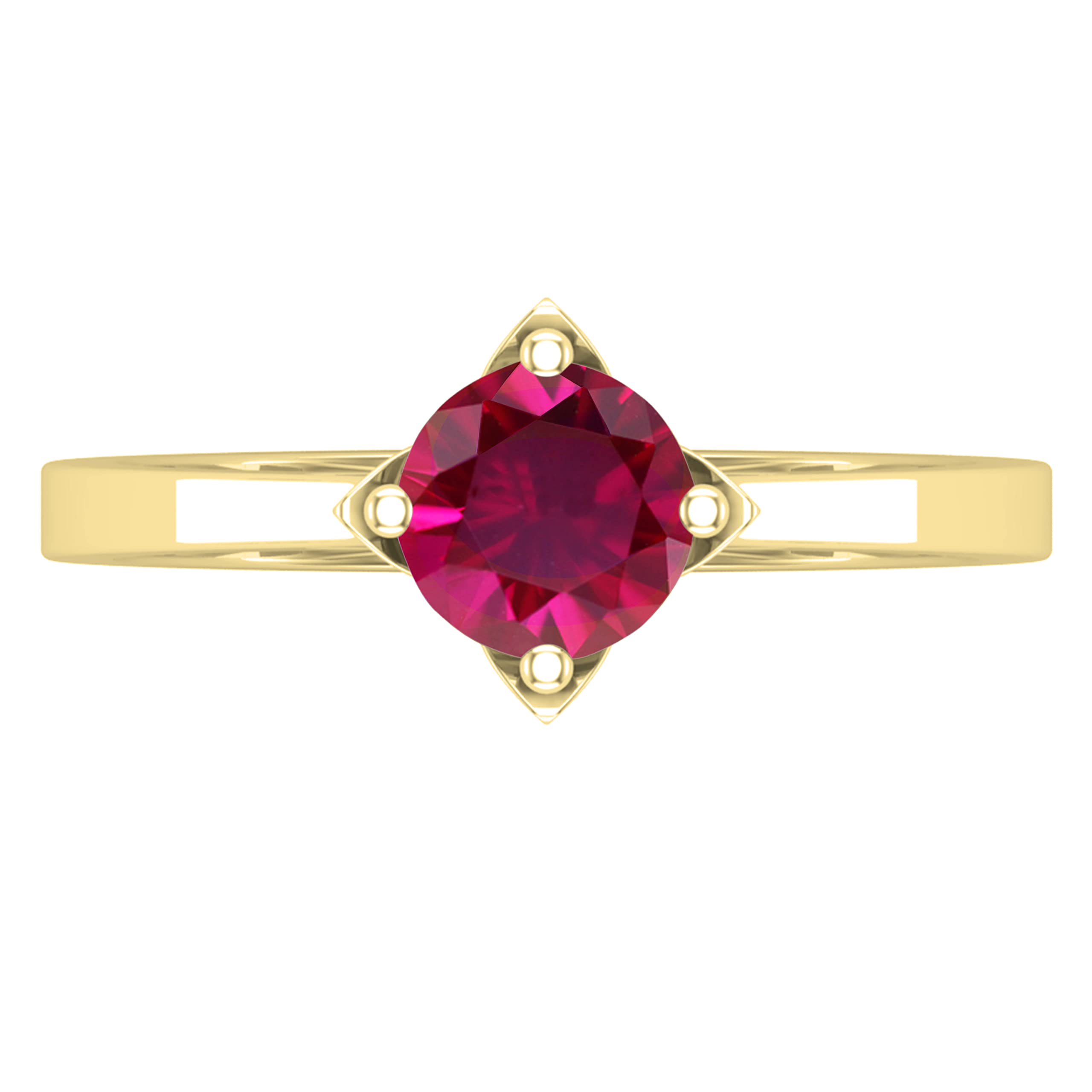 Dazzlingrock Collection Anillo de compromiso solitario redondo de 6 mm para ella en oro amarillo de 18 quilates, talla 10
