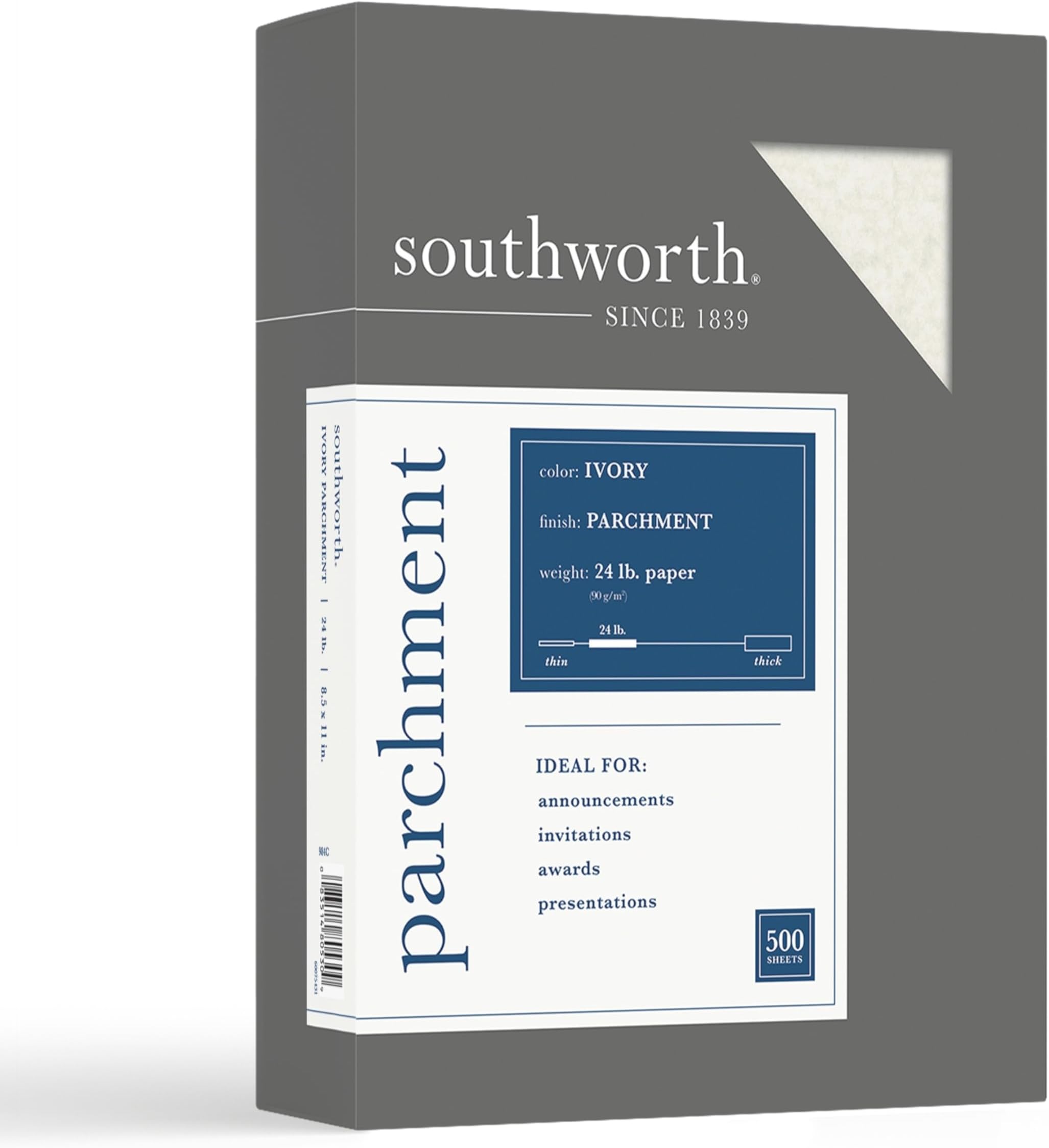 Southworth 984C Parchment Specialty Paper Ivory 24 lb. 8 1/2 x 11 500/Box (SOU984C)