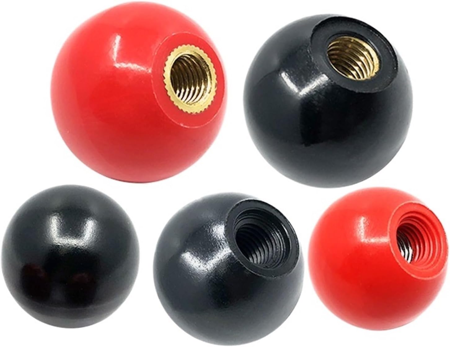 Red/Black Handle Ball Copper/core M4 M5 M6 M8 M10 M12 Lever knob Machine Tool Hand(Chocolate,10PCS)