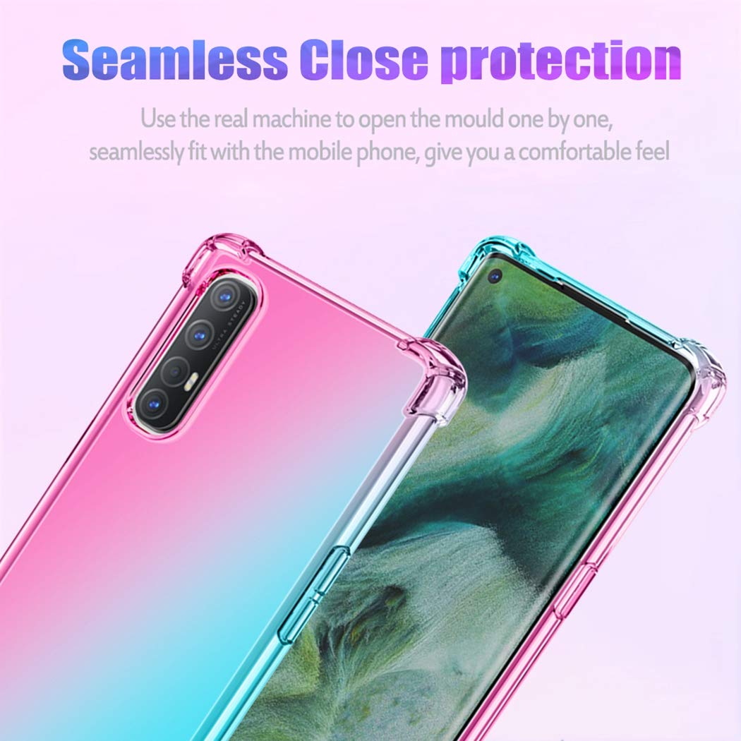 Custodia Antiurto Per OPPO Find X2 Neo – Effetto Gradiente Rosa/Verde – TPU Morbido Con Supporto Ricarica Wireless - 3