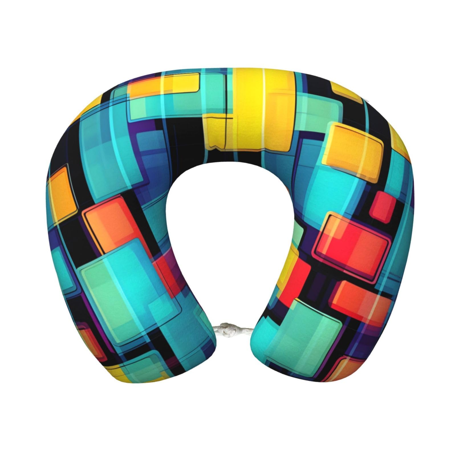 BOAIHH Square geometry diagram Memory Foam Travel Pillow for Soft Comfort Fits Snugly for Naps Office, and Airplane Use