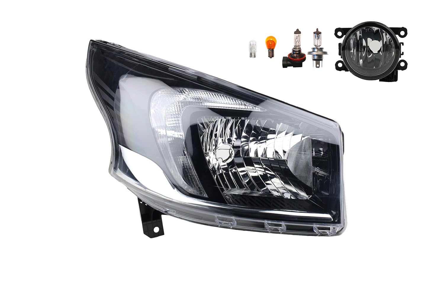 Johns, Faros delanteros halógenos para Opel Vivaro 06/14 H4 derecho + faros antiniebla + bombilla