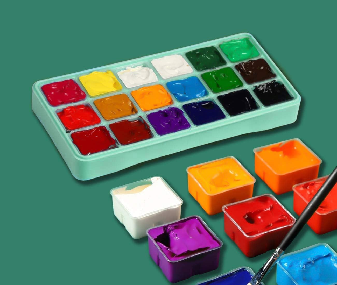 HIMI Gouache Paint Set Jelly Cup 18 Vibrant Colors Non Toxic Paints with Portable Case Palette for Artist Canvas Painting Watercolor Papers, Rich Pigment, 30ml/Cup