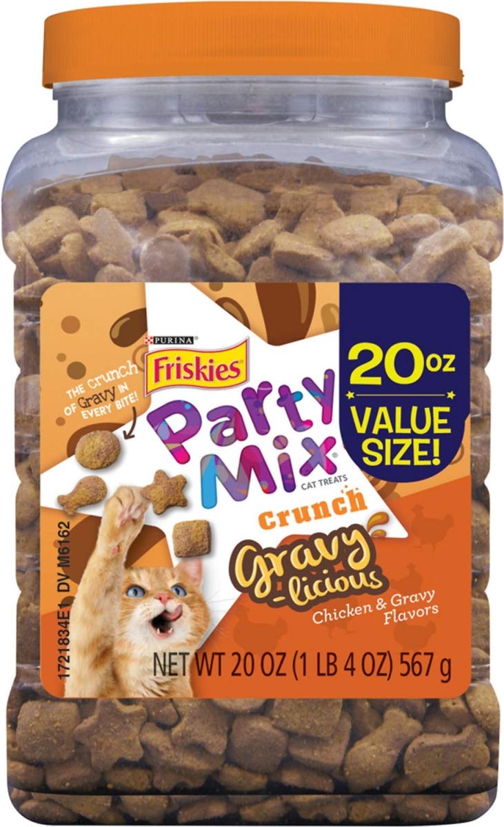 Nestle Purina Petcare 050495 20 oz Friskies Party Mix Gravylicious Chicken & Gravy Flavors Cat Treats - Case of 3