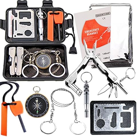 EMDMAK Survival Kit Outdoor Emergency Gear Kit for Camping Hiking Travelling or Adventures (Black) Cover