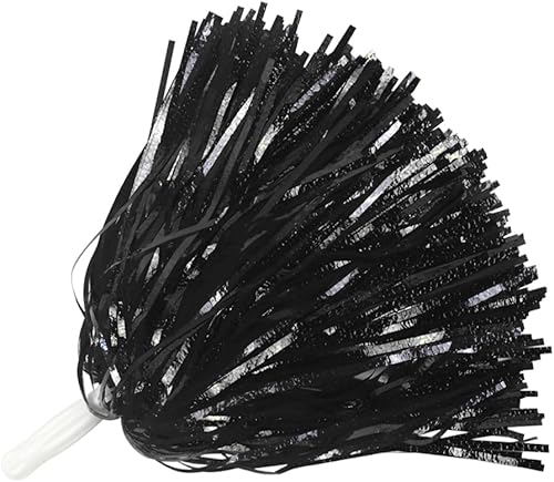 Lovecheer 12 pompones metálicos para animadoras, esponjosos, brillantes, con asa, equipo deportivo, baile, animador, escuadrón animador, para niñas