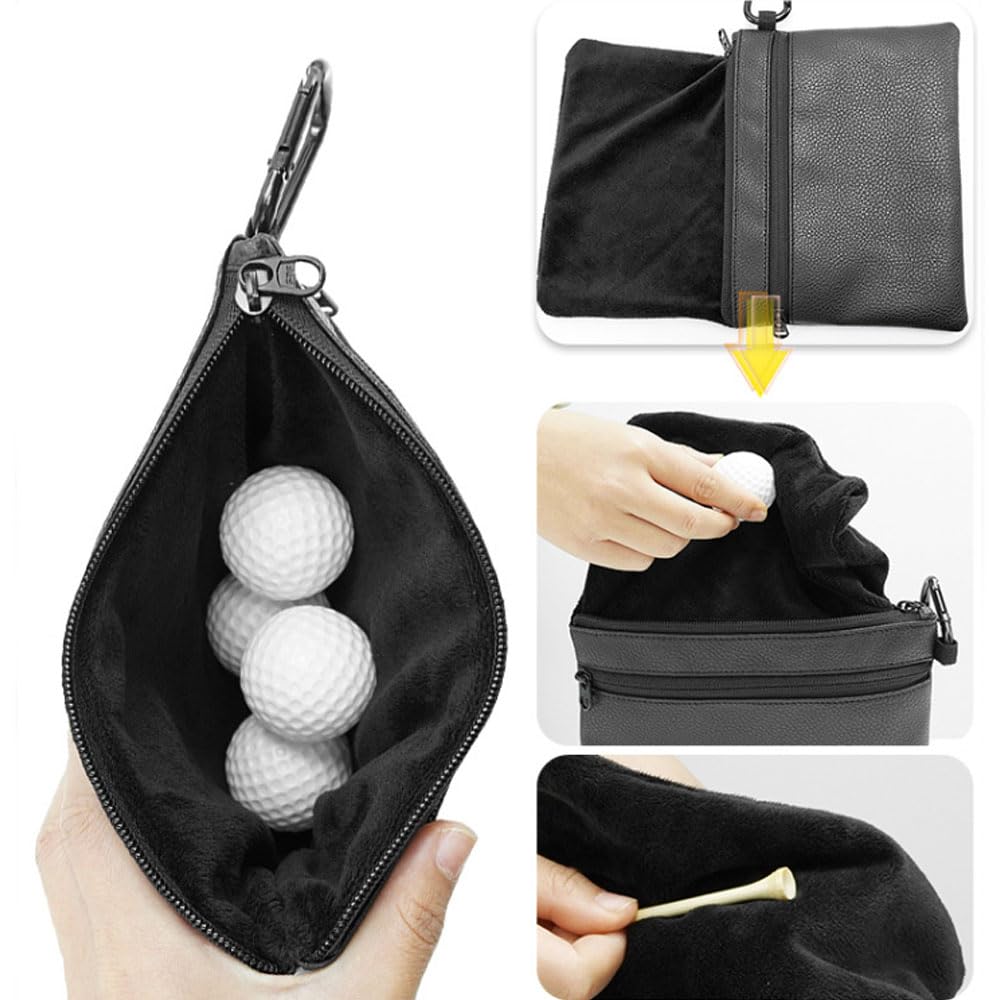 Oaygat Golf Bag Set Golf Mallet Putter Cover and Golf Ball Pouch Tees Holder Valuable Zipper Handbag Golf Pocket Pouch with Clip Hook Golf Accessory Pouch Golf Head Cover Golf Club Protector Leather - Image 4