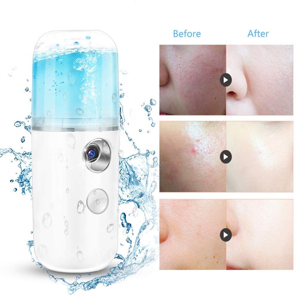 Nano Gesichtsdampfer, 30ml Ultraschall Facial Spray Zerstäubung Nebel Spray Gesicht Feuchtigkeitsspendende Flüssigkeitszufuhr Handliche Maschine USB Aufladung für den Heimgebrauch