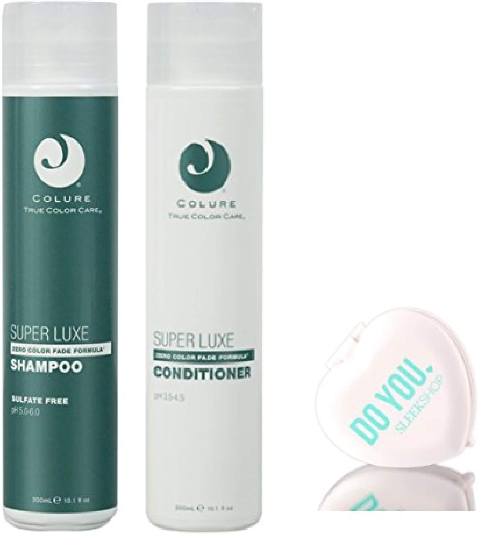 True Color Care SUPER LUXE Shampoo & Conditioner DUO Set (with Sleek Compact Mirror), Zero Color Fade Formula (10.1 oz / 300ml - DUO Kit)