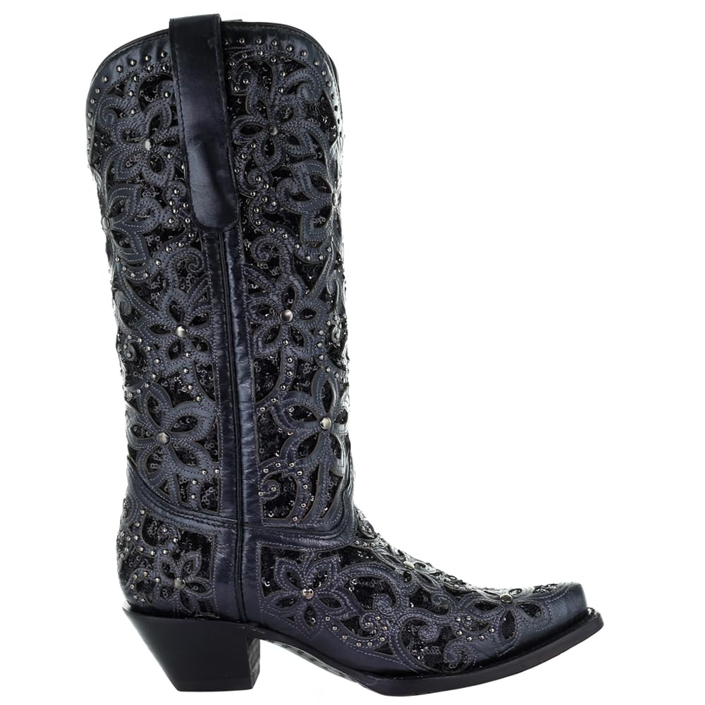 Corral Boots Women's Black Inlay Embroidery and Studs Boot (A3752-LD)