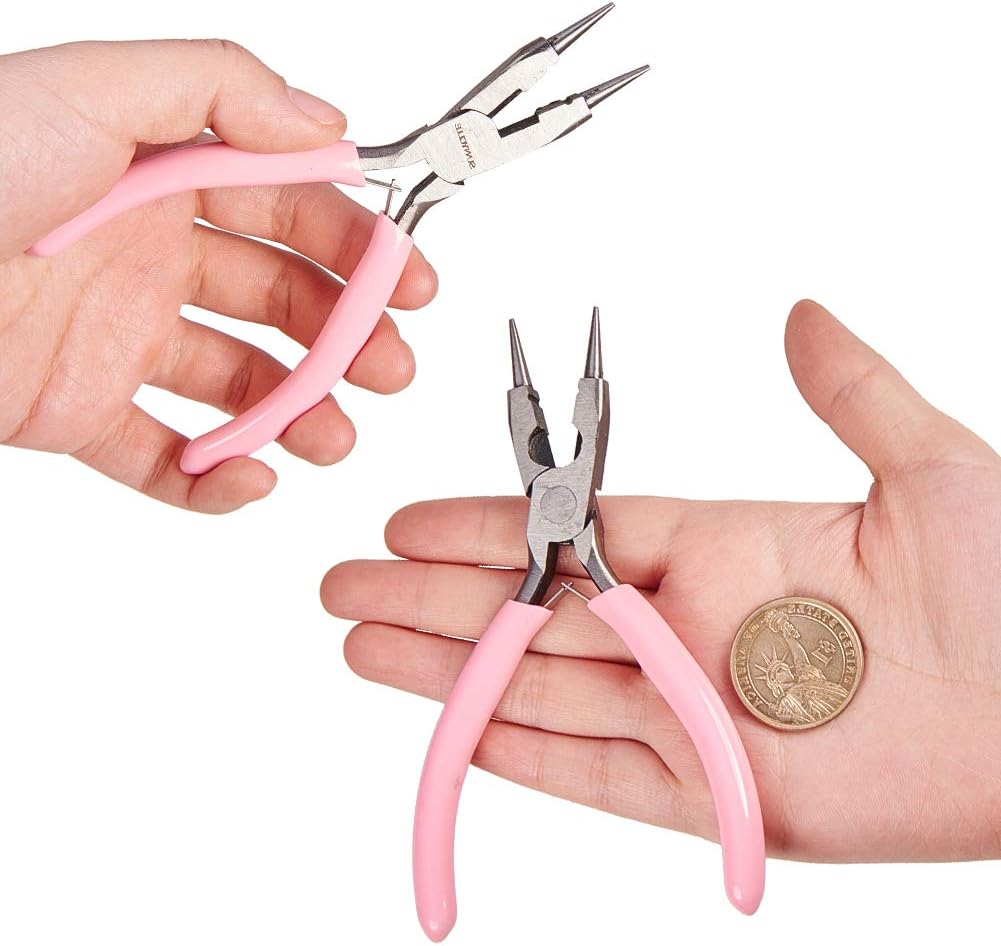SUNNYCLUE 4.5 Inch Round Nose Pliers Wire Cutter 4-in-1 Mini Precision Pliers Wire Bending Side Cutter Tools for DIY Jewelry Making Pink - Image 4