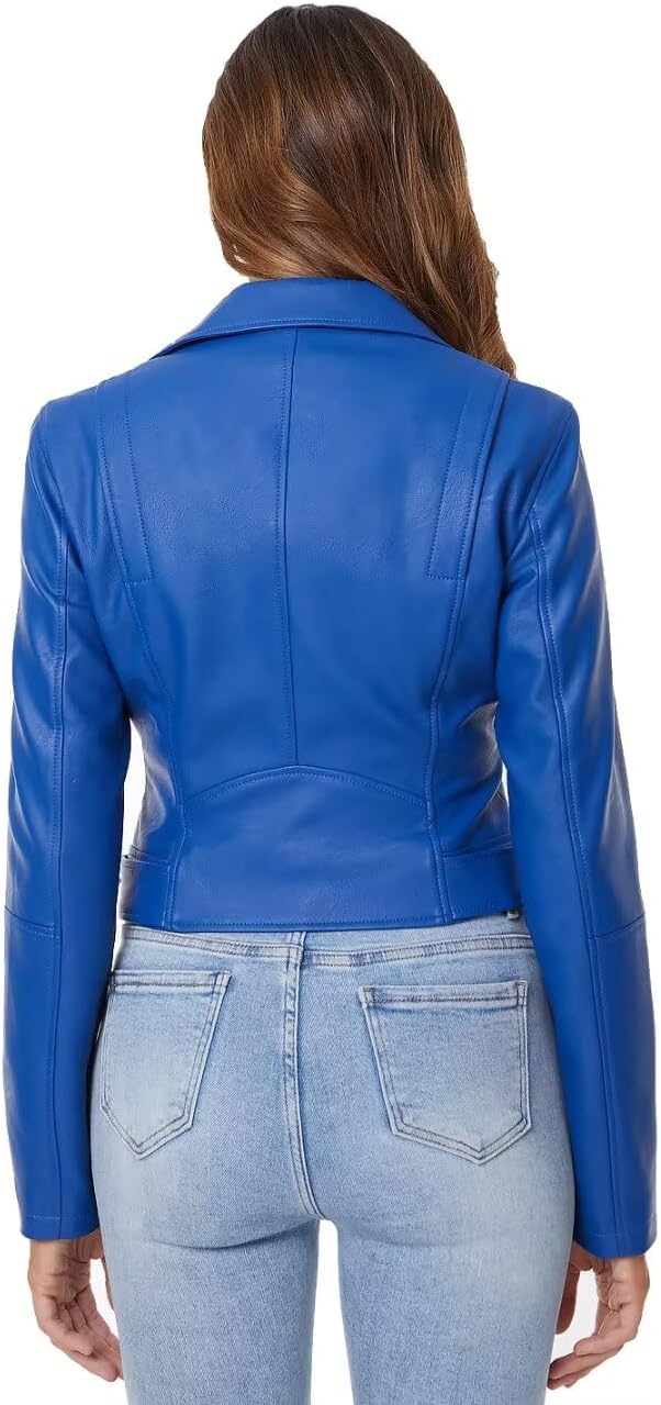 DIASHINY Faux Leather Jacket For Women Crop Short Cropped PU Slim Zip Up Moto Biker Coat Motorcycle Jackets - Image 3