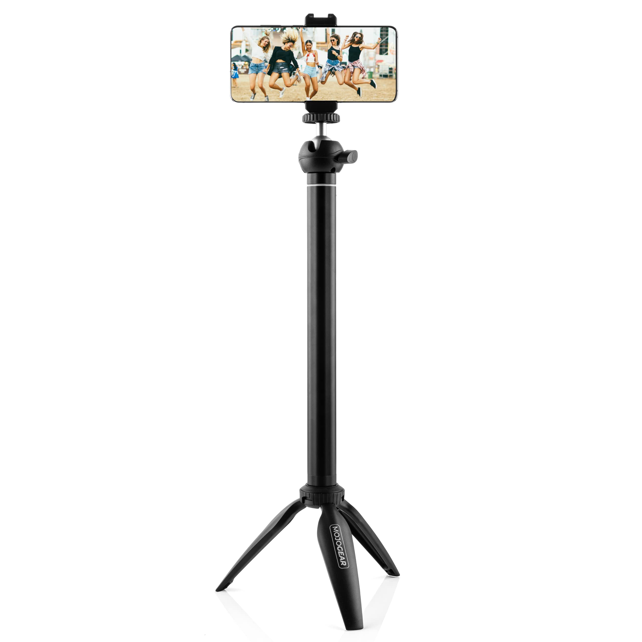 MOJOGEAR Zestaw Vlog: mini statyw, uchwyt na telefon komórkowy i bardzo długi kijek do selfie