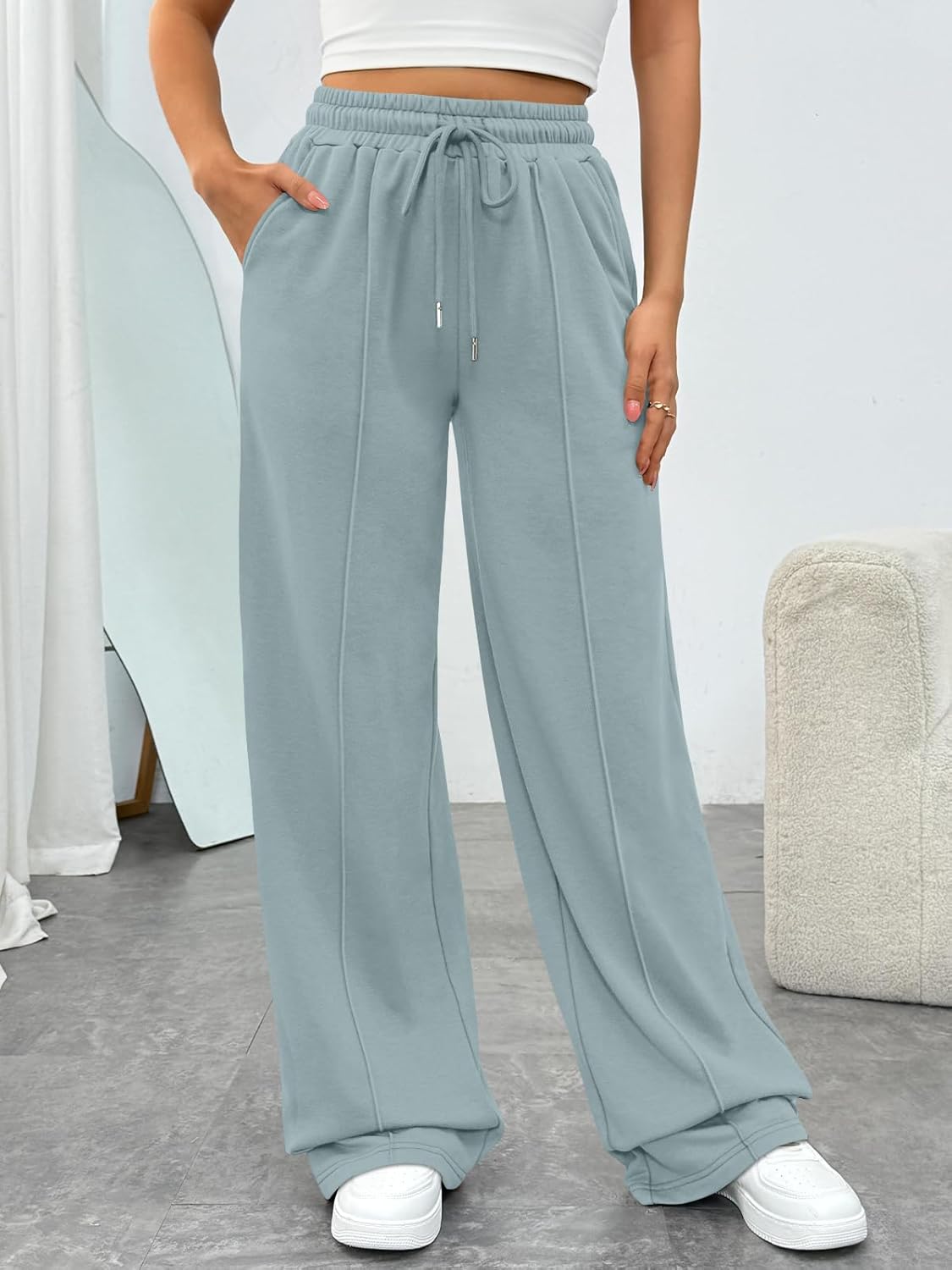 Trendy Queen Womens Wide Leg Sweatpants Baggy Loose Fall Barrel Casual Lounge Athletic Pants Comfy Teen Girl Cute Joggers - Image 2